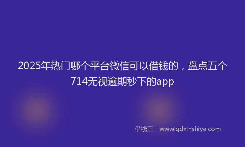 2025年热门哪个平台微信可以借钱的，盘点五个714无视逾期秒下的app
