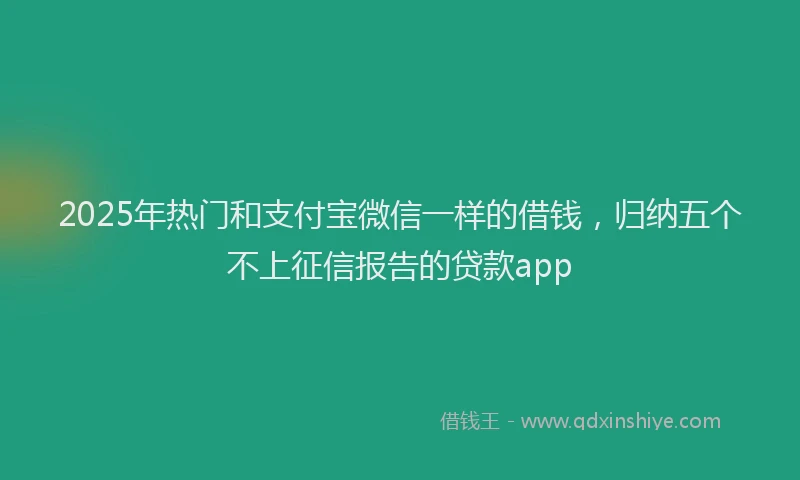 2025年热门和支付宝微信一样的借钱，归纳五个不上征信报告的贷款app