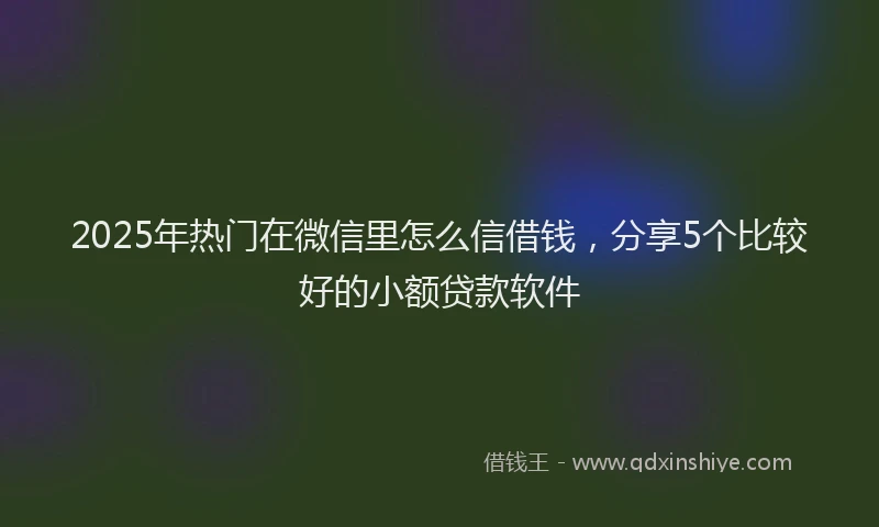 2025年热门在微信里怎么信借钱，分享5个比较好的小额贷款软件