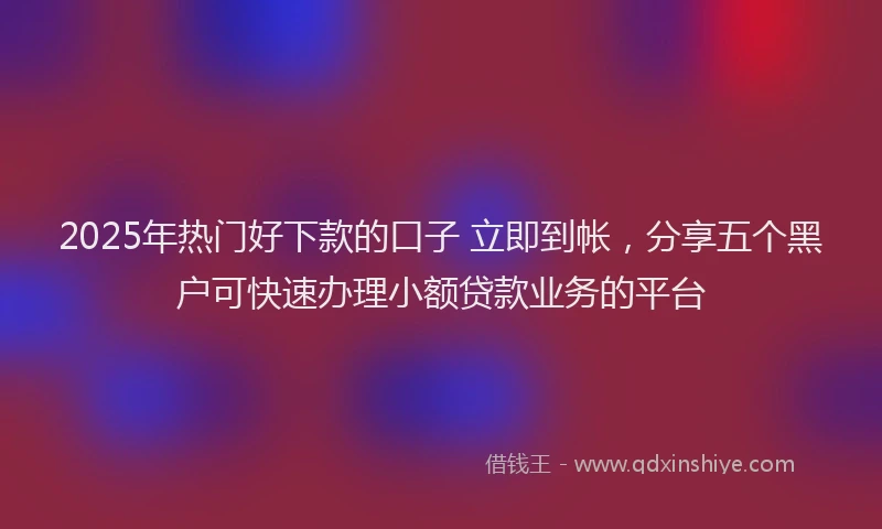 2025年热门好下款的口子 立即到帐，分享五个黑户可快速办理小额贷款业务的平台