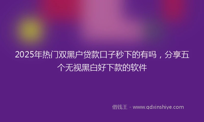 2025年热门双黑户贷款口子秒下的有吗，分享五个无视黑白好下款的软件