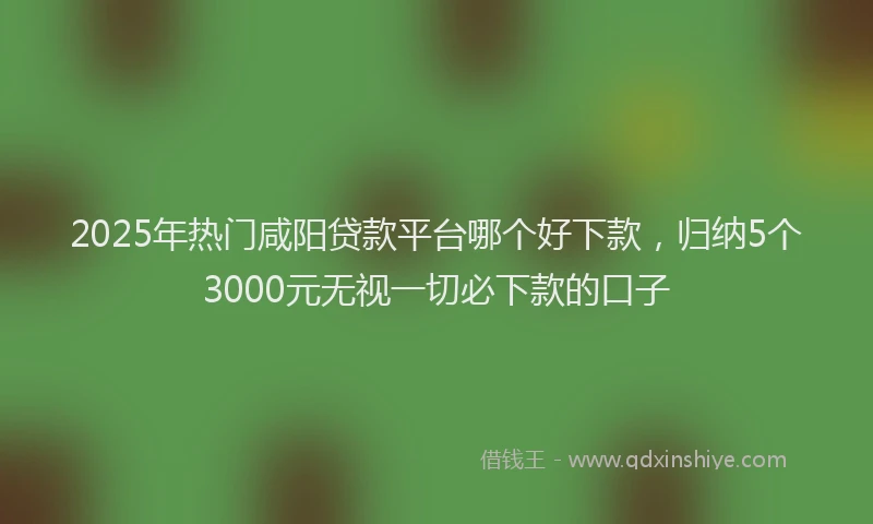 2025年热门咸阳贷款平台哪个好下款，归纳5个3000元无视一切必下款的口子