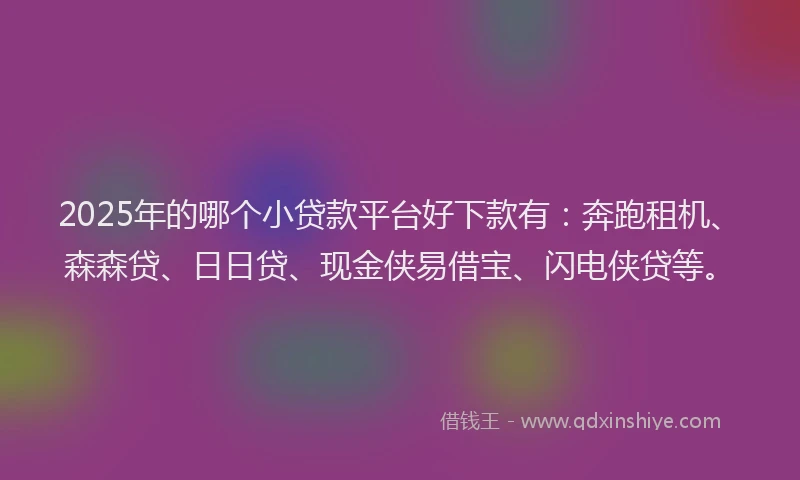 2025年的哪个小贷款平台好下款有：奔跑租机、森森贷、日日贷、现金侠易借宝、闪电侠贷等。