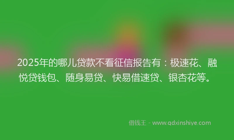 2025年的哪儿贷款不看征信报告有：极速花、融悦贷钱包、随身易贷、快易借速贷、银杏花等。