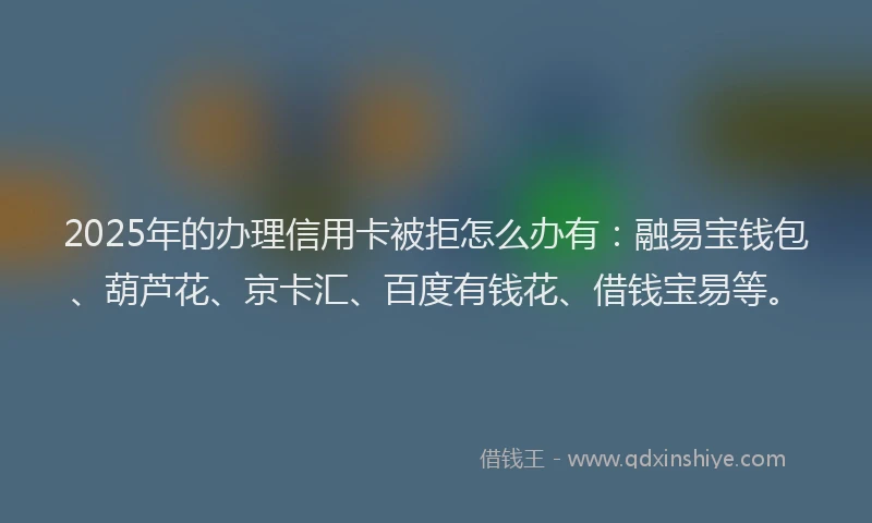 2025年的办理信用卡被拒怎么办有：融易宝钱包、葫芦花、京卡汇、百度有钱花、借钱宝易等。