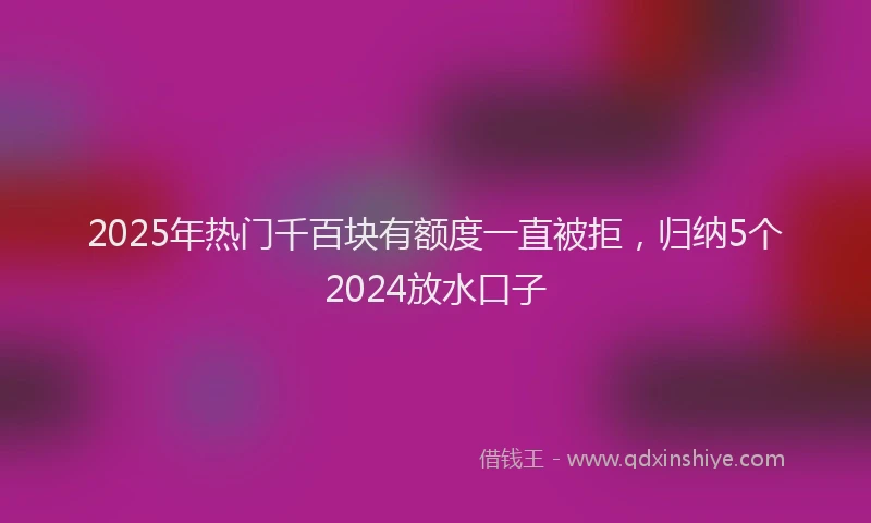 2025年热门千百块有额度一直被拒，归纳5个2024放水口子