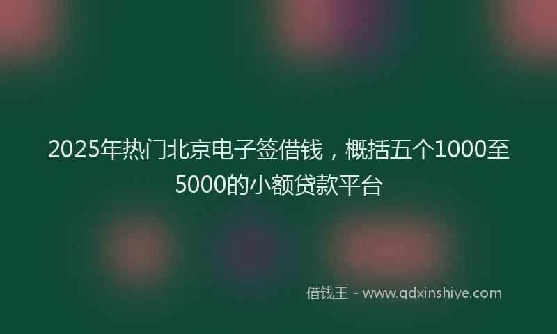 2025年热门北京电子签借钱，概括五个1000至5000的小额贷款平台