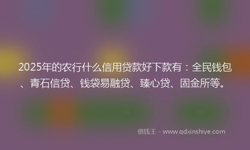 2025年的农行什么信用贷款好下款有：全民钱包、青石信贷、钱袋易融贷、臻心贷、固金所等。