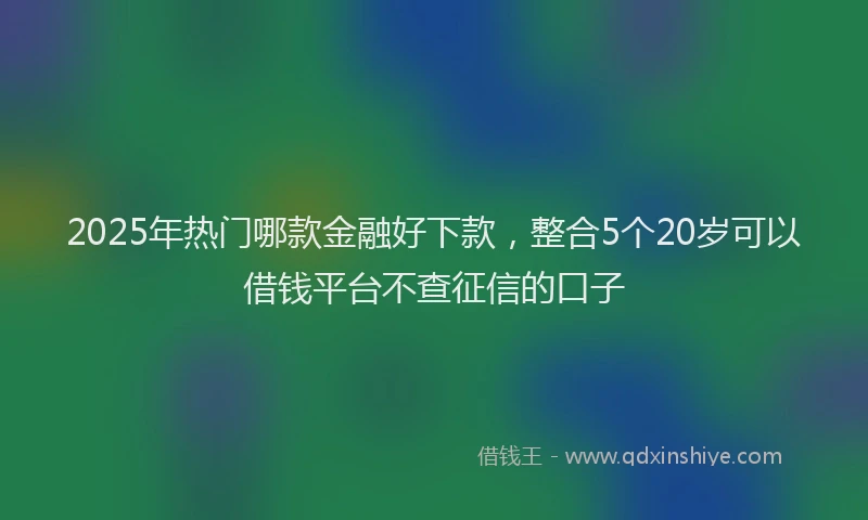 2025年热门哪款金融好下款，整合5个20岁可以借钱平台不查征信的口子