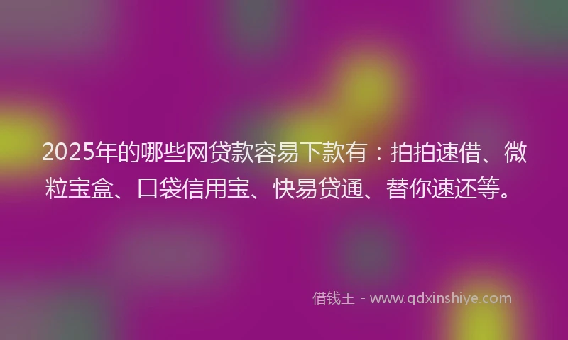 2025年的哪些网贷款容易下款有：拍拍速借、微粒宝盒、口袋信用宝、快易贷通、替你速还等。