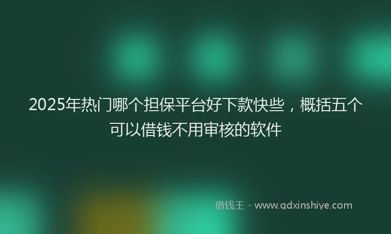 2025年热门哪个担保平台好下款快些，概括五个可以借钱不用审核的软件
