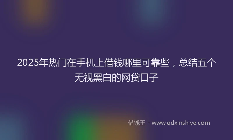 2025年热门在手机上借钱哪里可靠些，总结五个无视黑白的网贷口子