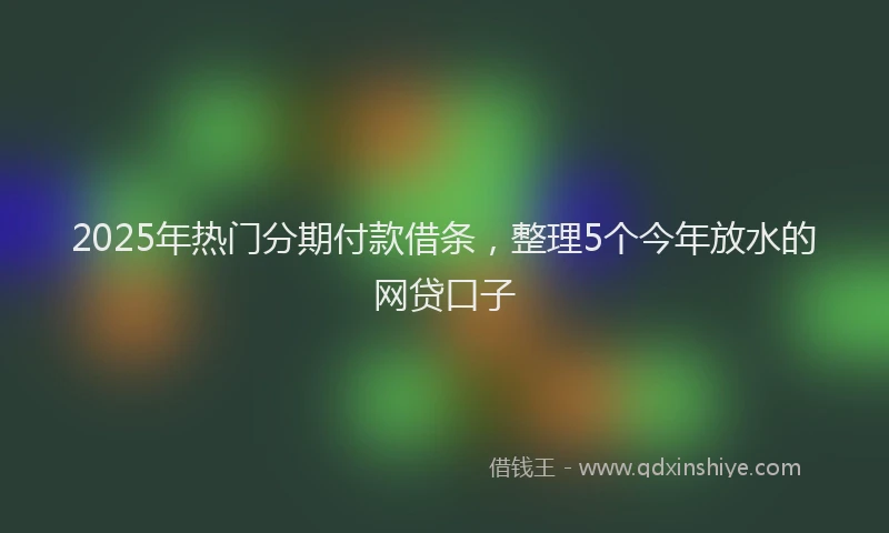 2025年热门分期付款借条，整理5个今年放水的网贷口子