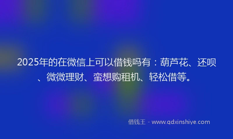 2025年的在微信上可以借钱吗有：葫芦花、还呗、微微理财、蛮想购租机、轻松借等。