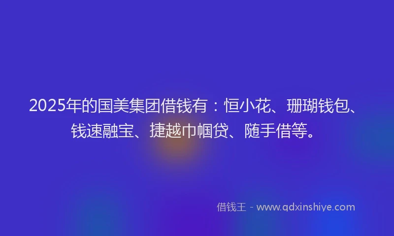 2025年的国美集团借钱有：恒小花、珊瑚钱包、钱速融宝、捷越巾帼贷、随手借等。