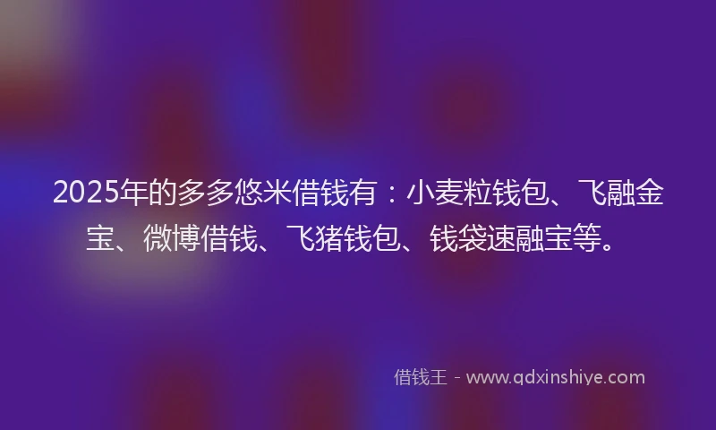 2025年的多多悠米借钱有：小麦粒钱包、飞融金宝、微博借钱、飞猪钱包、钱袋速融宝等。