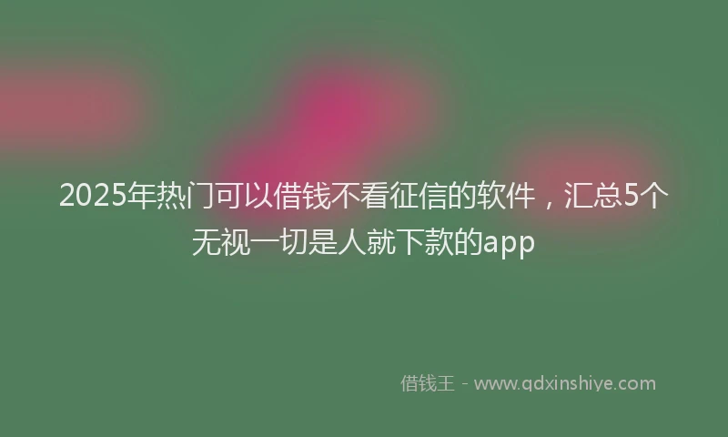 2025年热门可以借钱不看征信的软件，汇总5个无视一切是人就下款的app