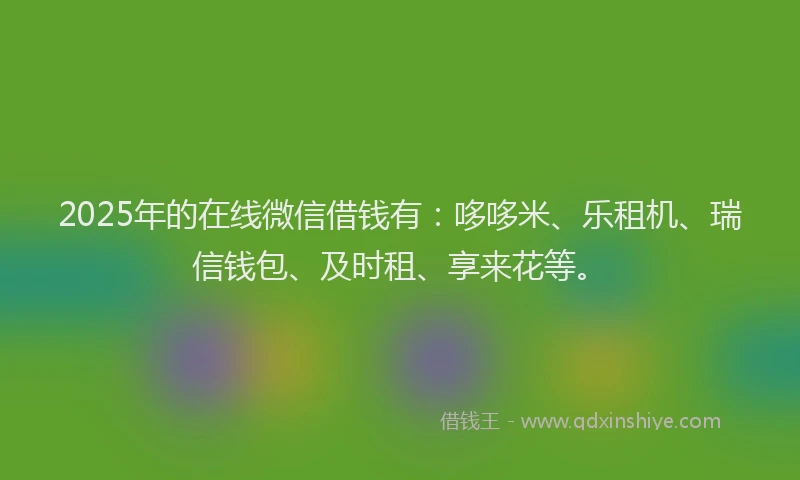 2025年的在线微信借钱有：哆哆米、乐租机、瑞信钱包、及时租、享来花等。
