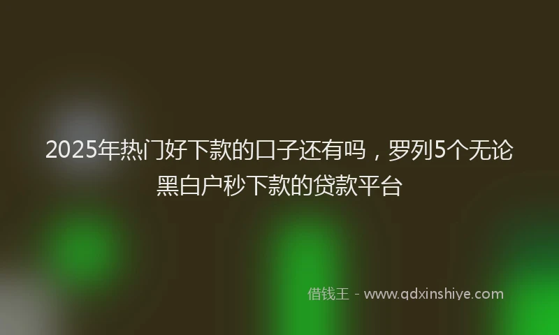 2025年热门好下款的口子还有吗，罗列5个无论黑白户秒下款的贷款平台