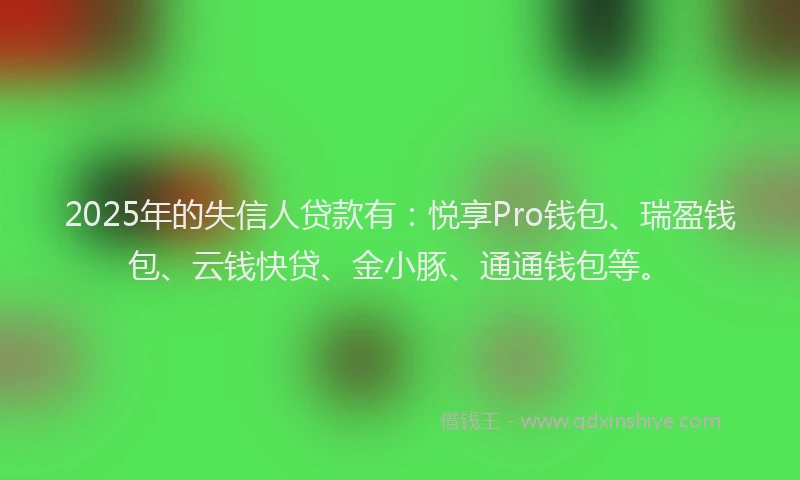 2025年的失信人贷款有：悦享Pro钱包、瑞盈钱包、云钱快贷、金小豚、通通钱包等。