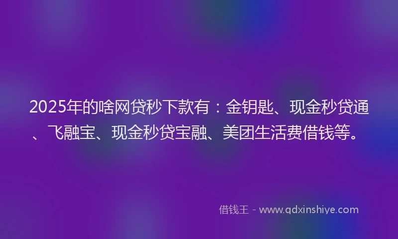 2025年的啥网贷秒下款有：金钥匙、现金秒贷通、飞融宝、现金秒贷宝融、美团生活费借钱等。