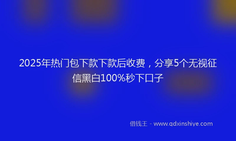 2025年热门包下款下款后收费，分享5个无视征信黑白100%秒下口子