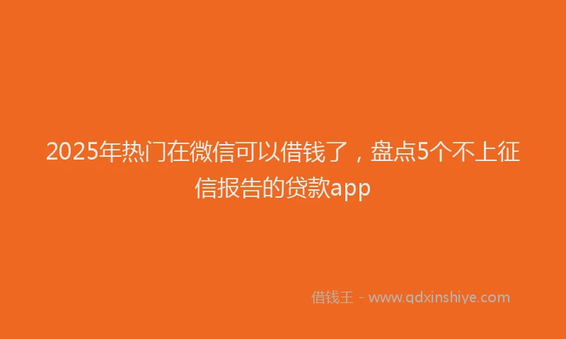 2025年热门在微信可以借钱了，盘点5个不上征信报告的贷款app