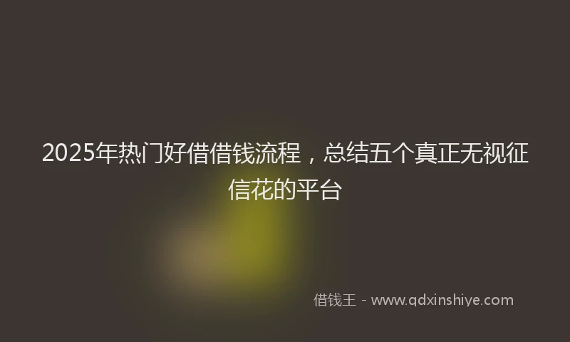 2025年热门好借借钱流程，总结五个真正无视征信花的平台