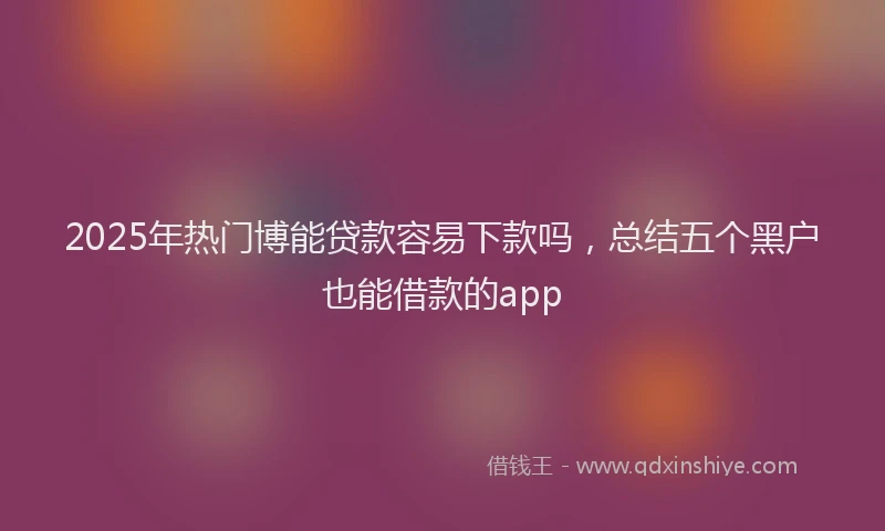 2025年热门博能贷款容易下款吗，总结五个黑户也能借款的app
