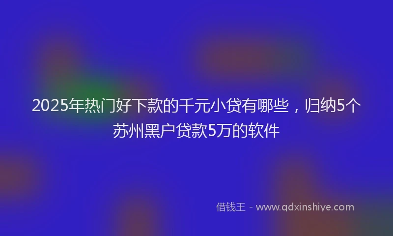 2025年热门好下款的千元小贷有哪些，归纳5个苏州黑户贷款5万的软件