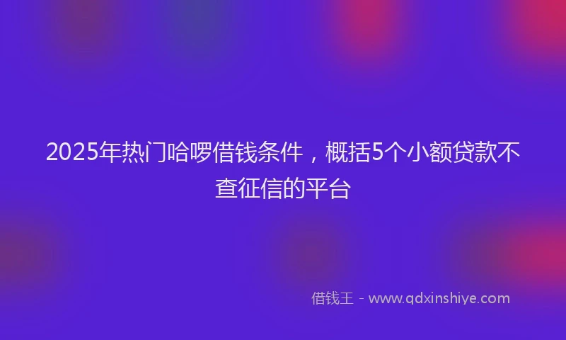 2025年热门哈啰借钱条件，概括5个小额贷款不查征信的平台