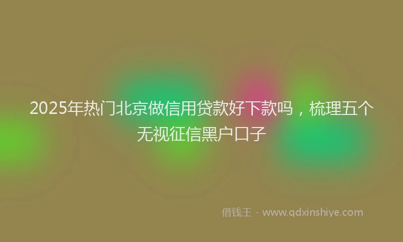 2025年热门北京做信用贷款好下款吗，梳理五个无视征信黑户口子