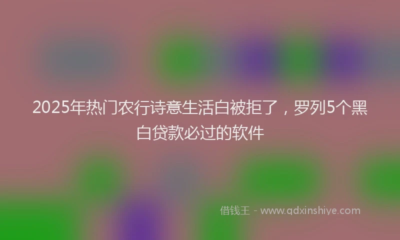 2025年热门农行诗意生活白被拒了，罗列5个黑白贷款必过的软件