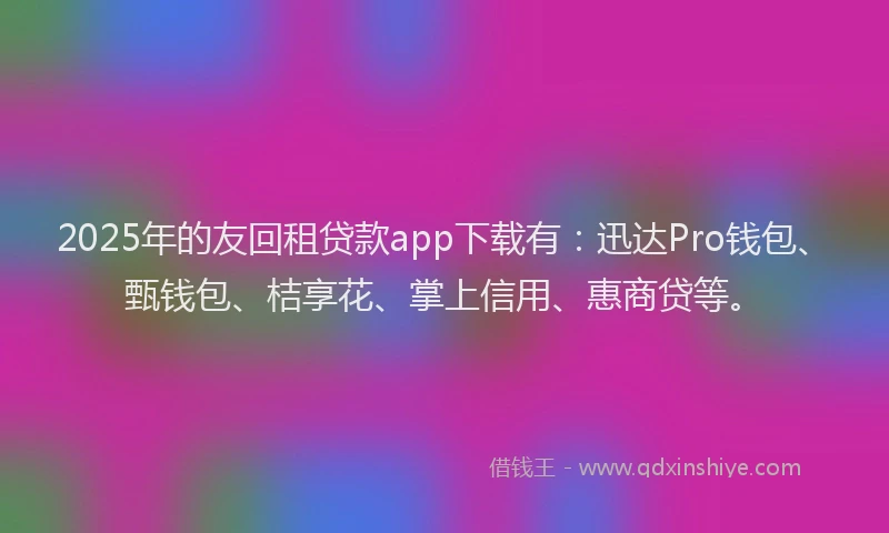 2025年的友回租贷款app下载有：迅达Pro钱包、甄钱包、桔享花、掌上信用、惠商贷等。