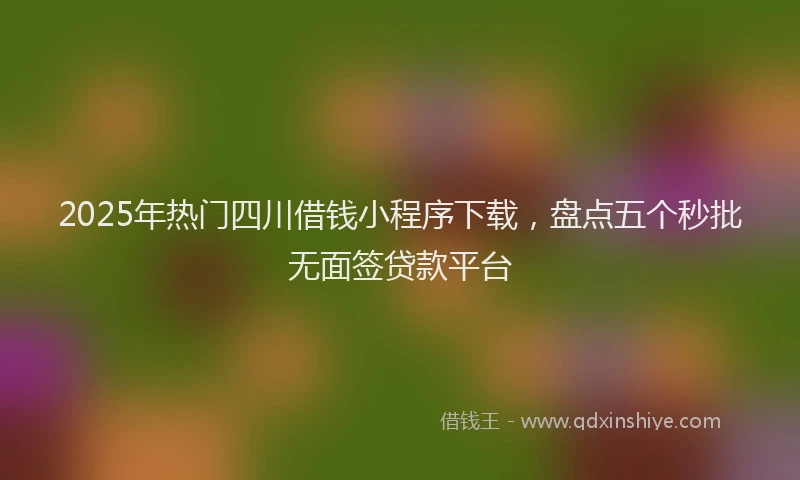 2025年热门四川借钱小程序下载，盘点五个秒批无面签贷款平台