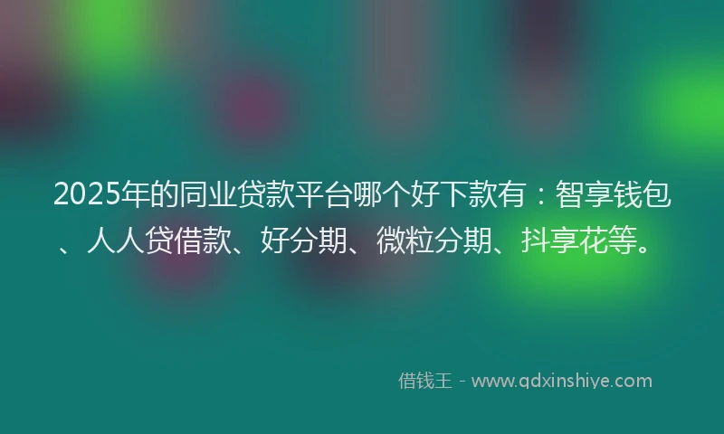 2025年的同业贷款平台哪个好下款有：智享钱包、人人贷借款、好分期、微粒分期、抖享花等。