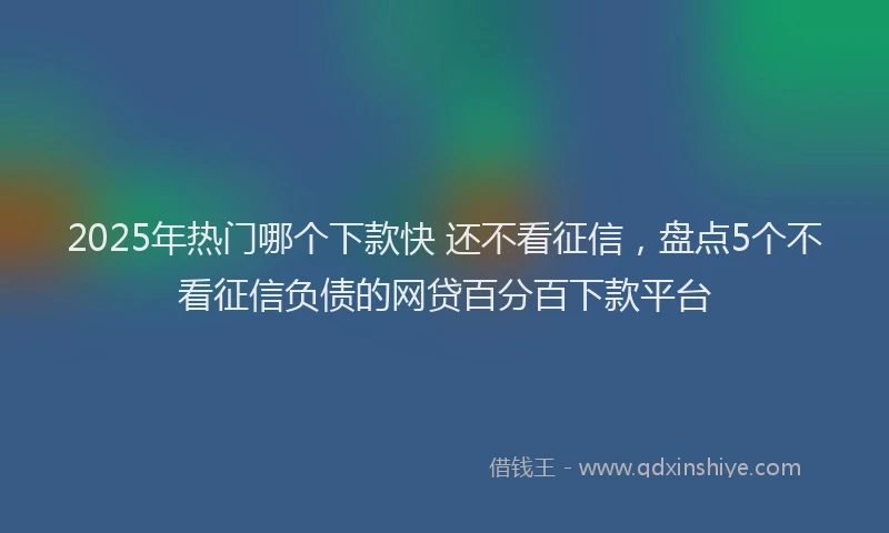 2025年热门哪个下款快 还不看征信，盘点5个不看征信负债的网贷百分百下款平台