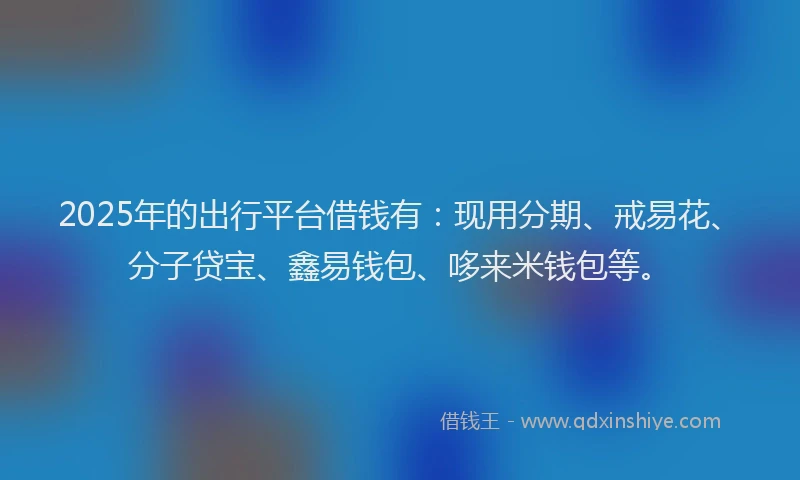 2025年的出行平台借钱有：现用分期、戒易花、分子贷宝、鑫易钱包、哆来米钱包等。