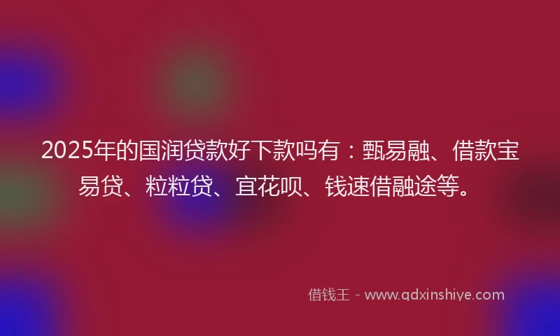 2025年的国润贷款好下款吗有：甄易融、借款宝易贷、粒粒贷、宜花呗、钱速借融途等。