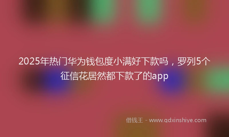 2025年热门华为钱包度小满好下款吗，罗列5个征信花居然都下款了的app