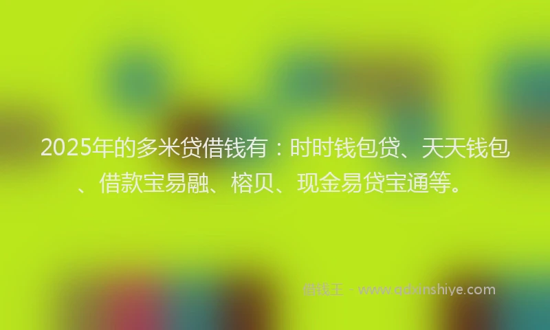 2025年的多米贷借钱有：时时钱包贷、天天钱包、借款宝易融、榕贝、现金易贷宝通等。