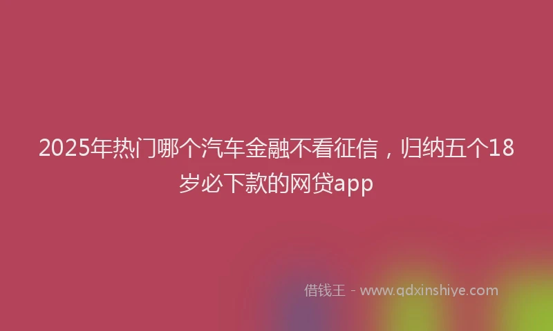 2025年热门哪个汽车金融不看征信，归纳五个18岁必下款的网贷app
