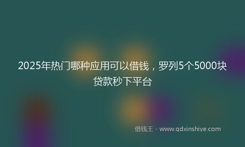 2025年热门哪种应用可以借钱，罗列5个5000块贷款秒下平台