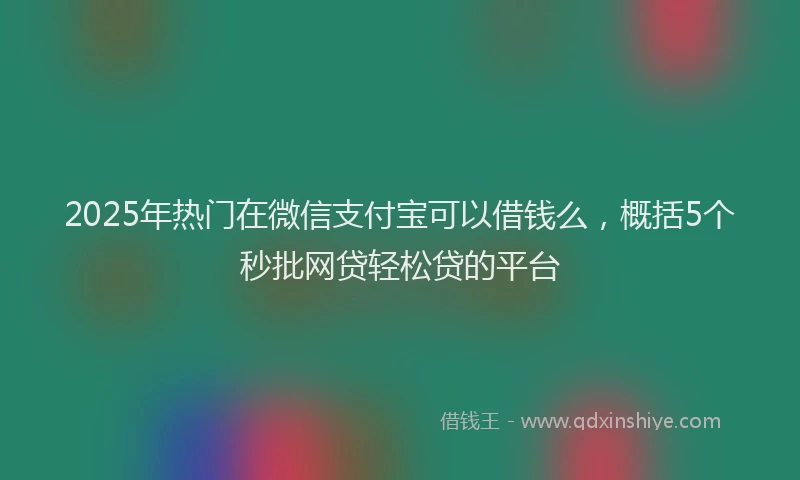 2025年热门在微信支付宝可以借钱么，概括5个秒批网贷轻松贷的平台