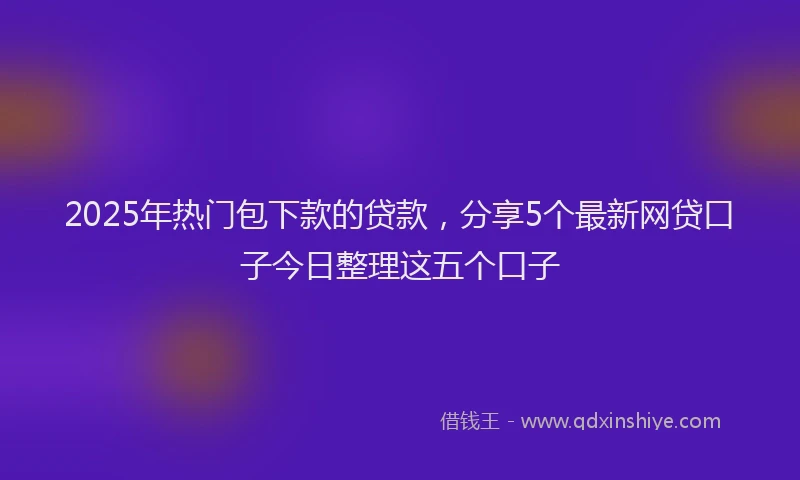 2025年热门包下款的贷款，分享5个最新网贷口子今日整理这五个口子