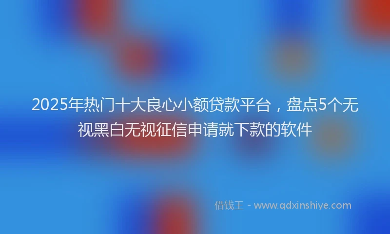 2025年热门十大良心小额贷款平台，盘点5个无视黑白无视征信申请就下款的软件