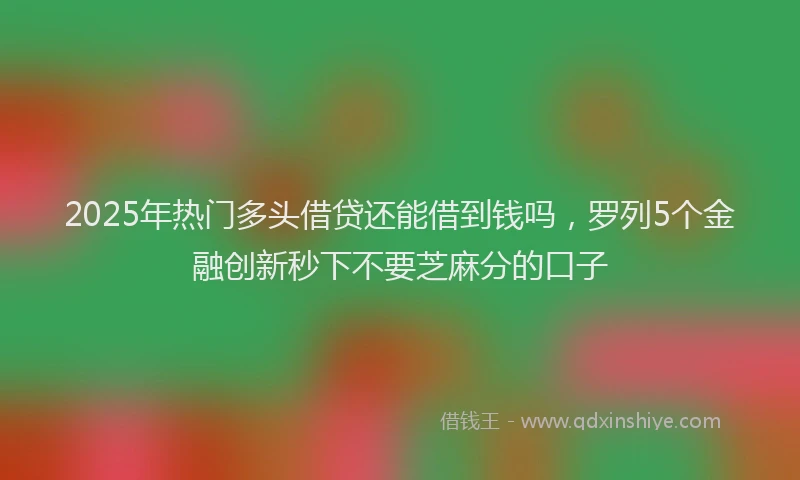 2025年热门多头借贷还能借到钱吗，罗列5个金融创新秒下不要芝麻分的口子