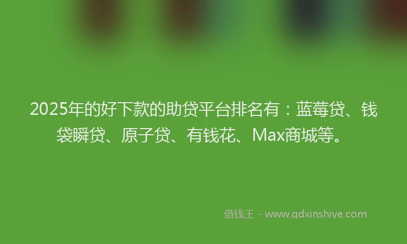 2025年的好下款的助贷平台排名有：蓝莓贷、钱袋瞬贷、原子贷、有钱花、Max商城等。