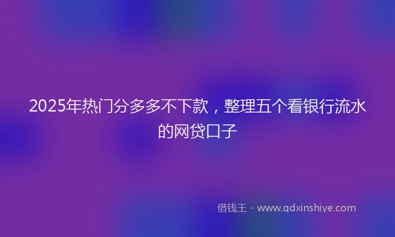 2025年热门分多多不下款，整理五个看银行流水的网贷口子