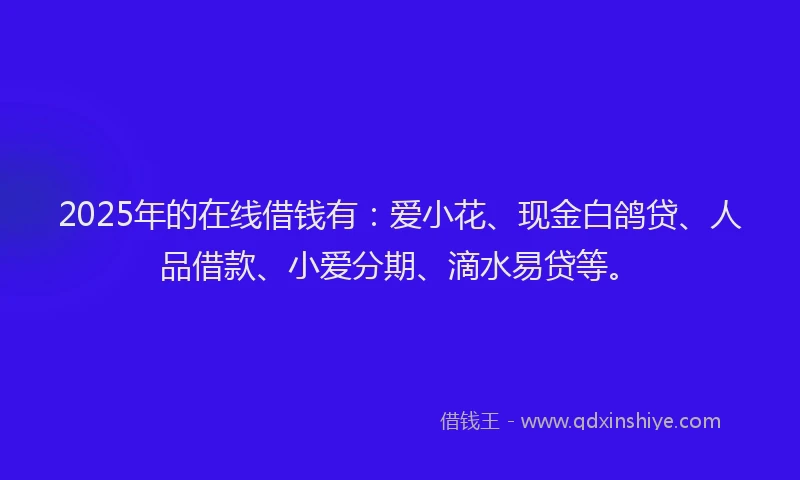 2025年的在线借钱有：爱小花、现金白鸽贷、人品借款、小爱分期、滴水易贷等。